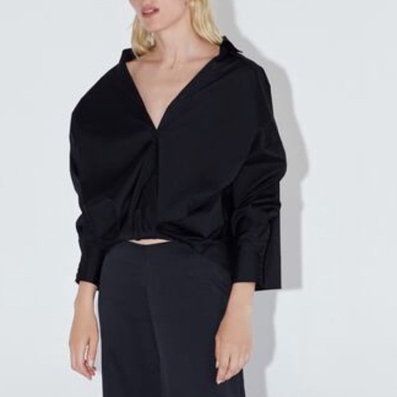 Zara black collar top - Picture 2 of 2